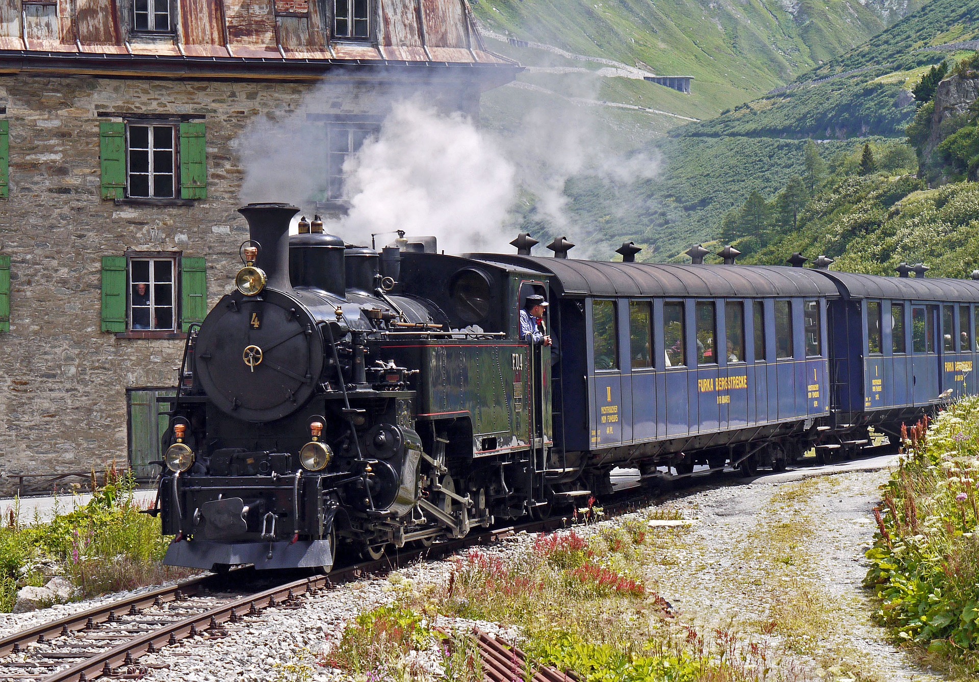 Steam train Furka Mountain, Switzerland