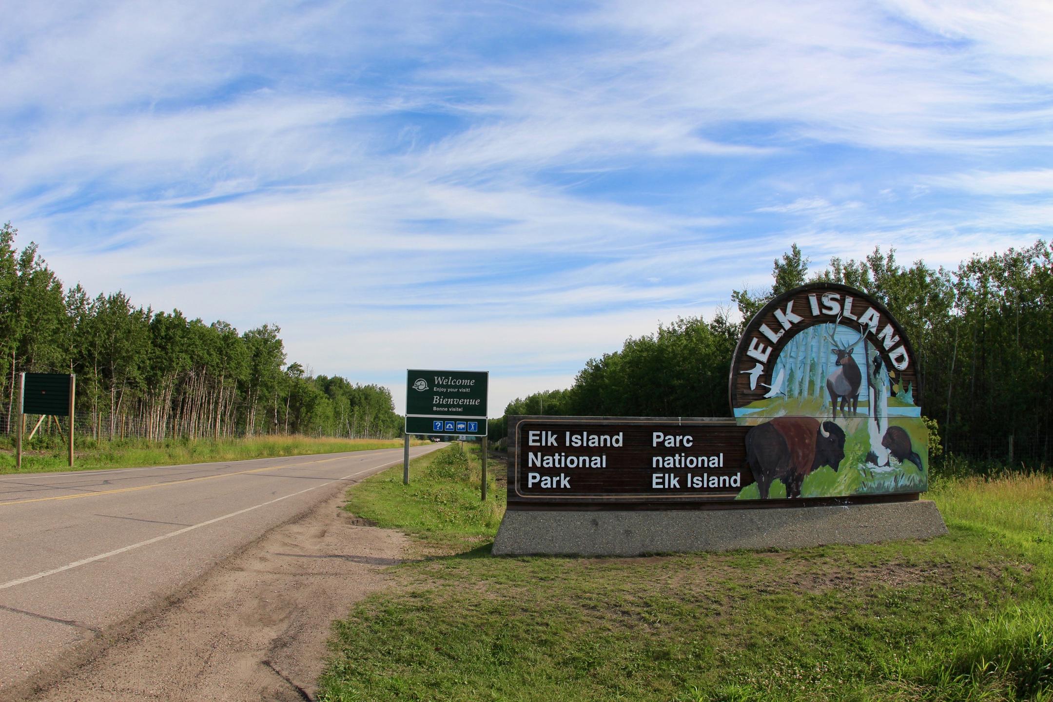 Entering from Yellowhead Highway, Elk Islan National Pak, Alberta, Canada