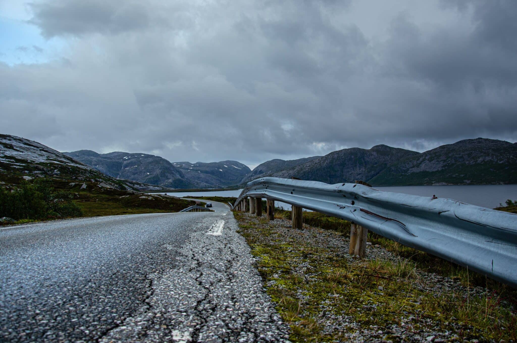 Empty and cracked road in Norway