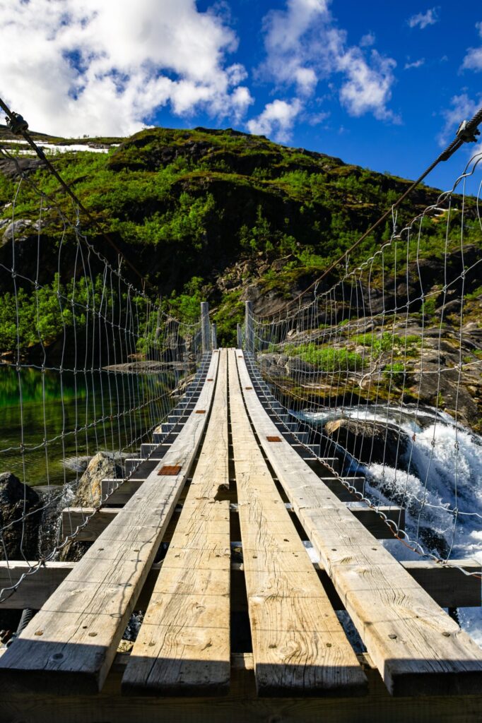 Bridge at Litlverivatnet waterfall