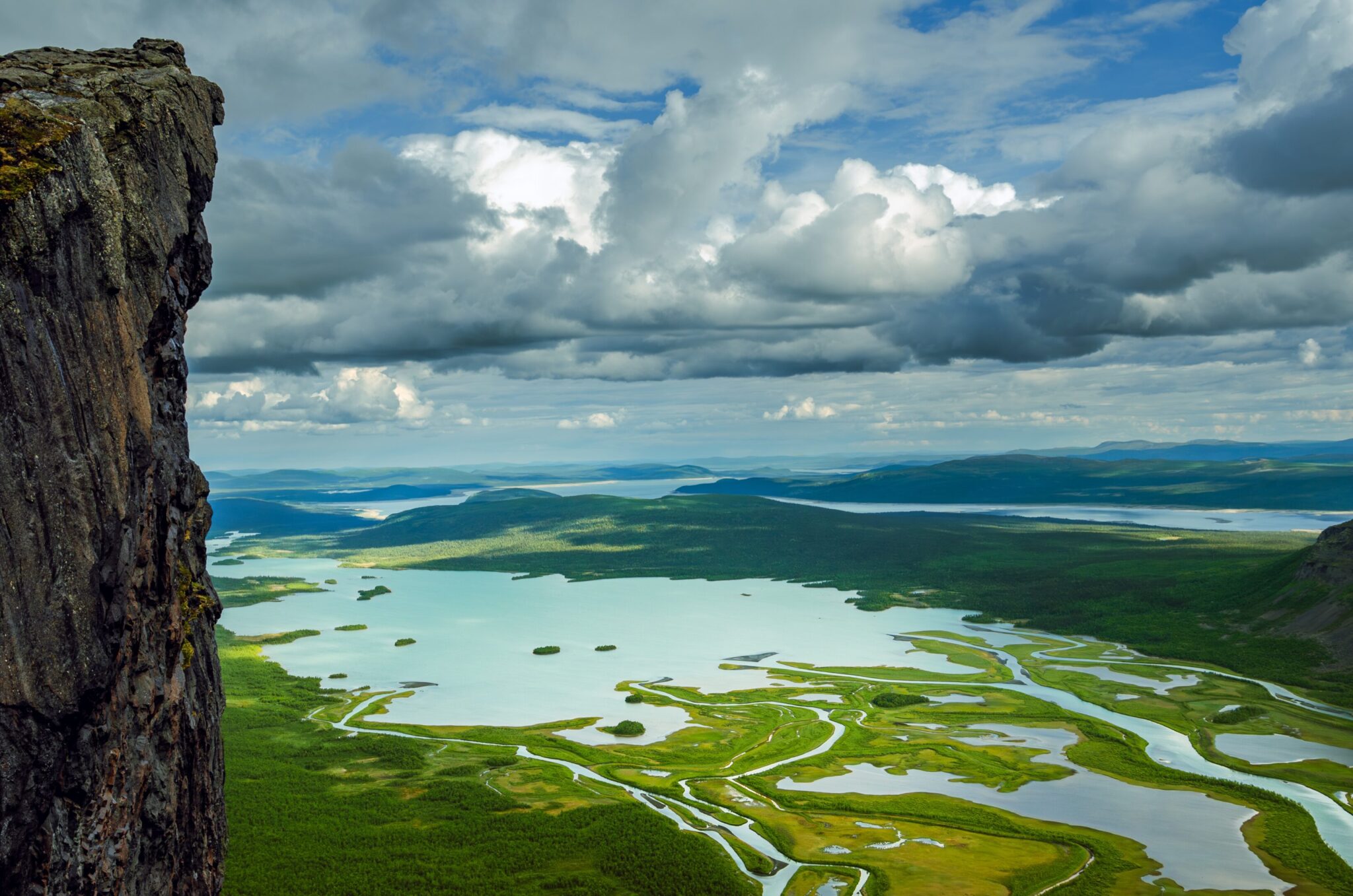 The Rapadalen Valley where are many rivers islands and mountains