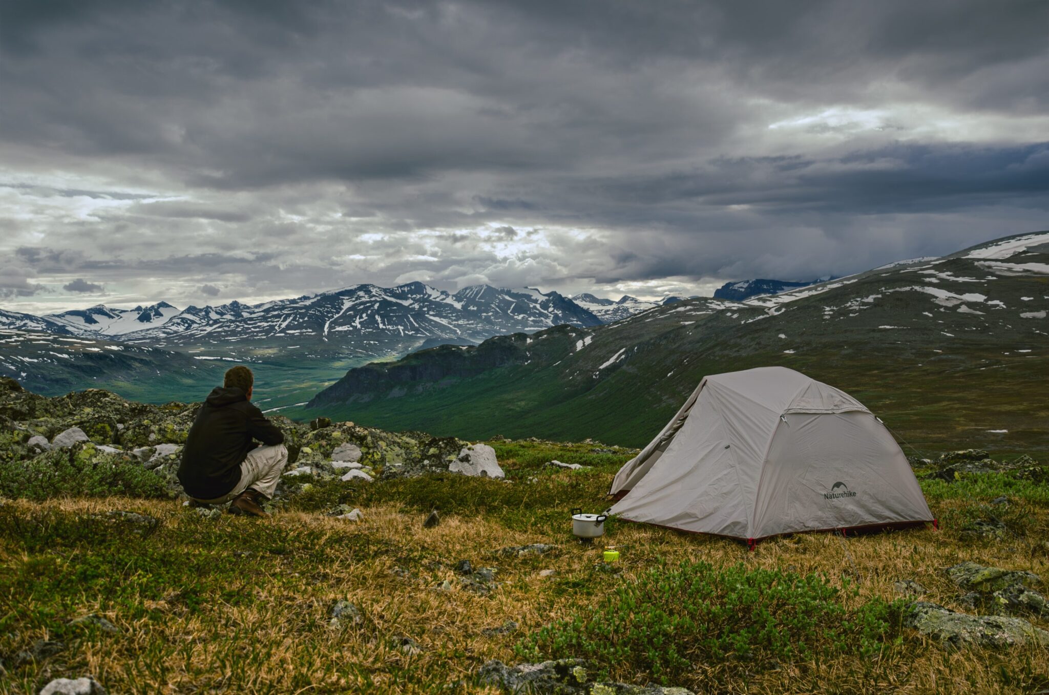 camp in the mountains