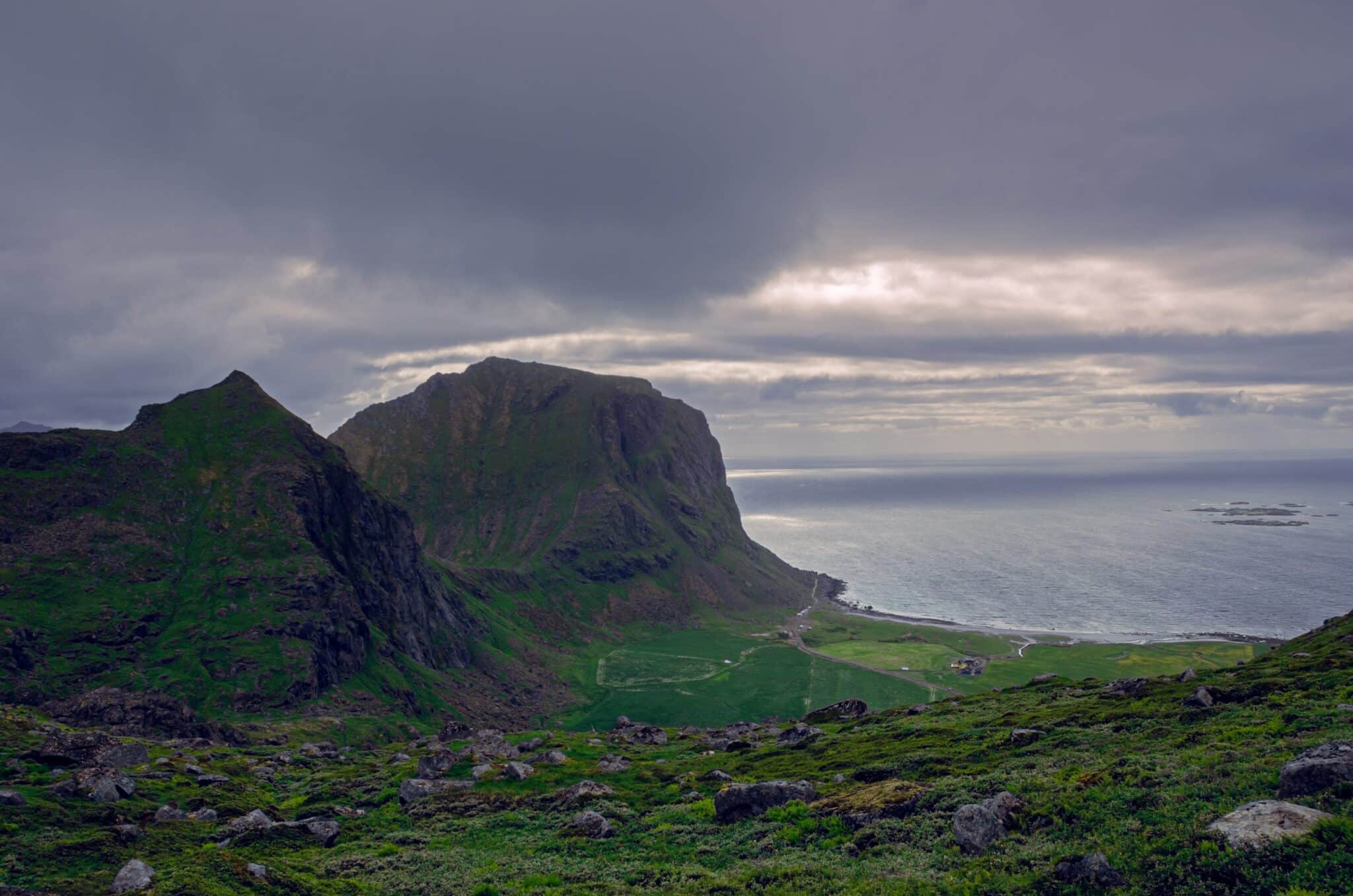 Evening view of seat and mountains in Norway