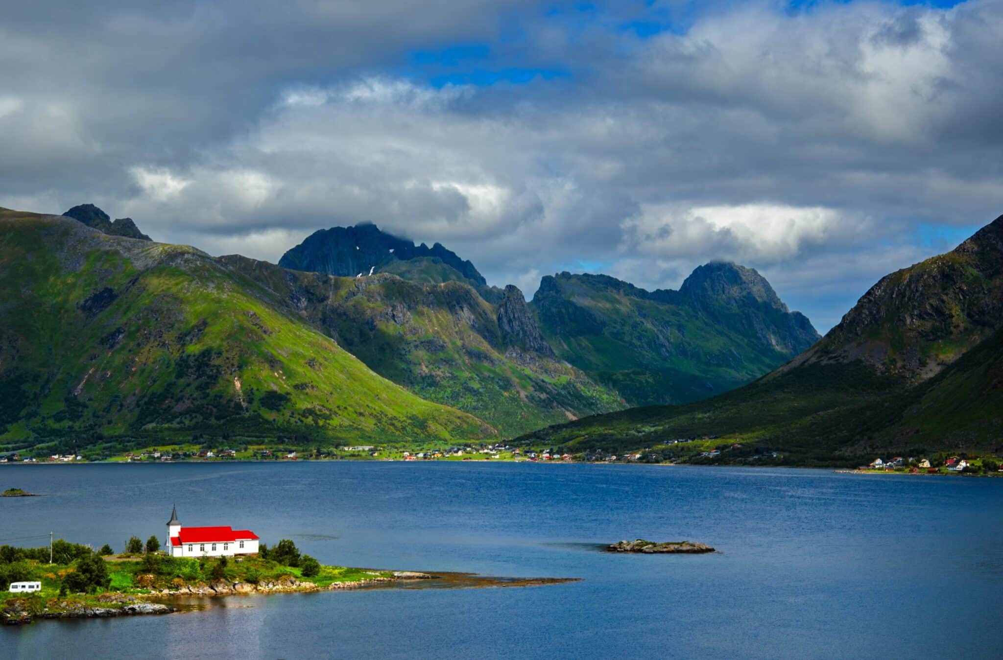 Lake and mountains in Lofoten