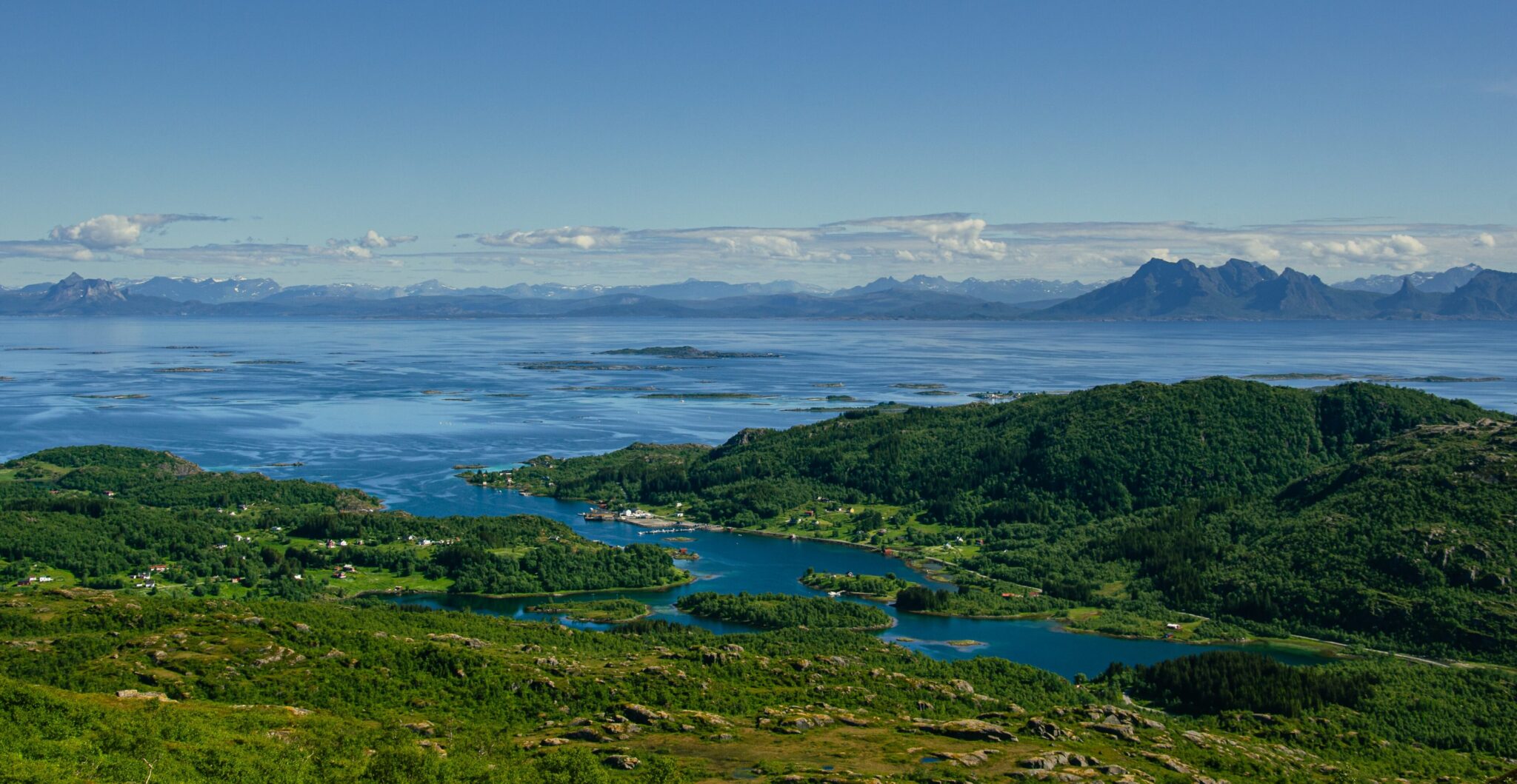 Panorama of seat and mountains in Lofoten